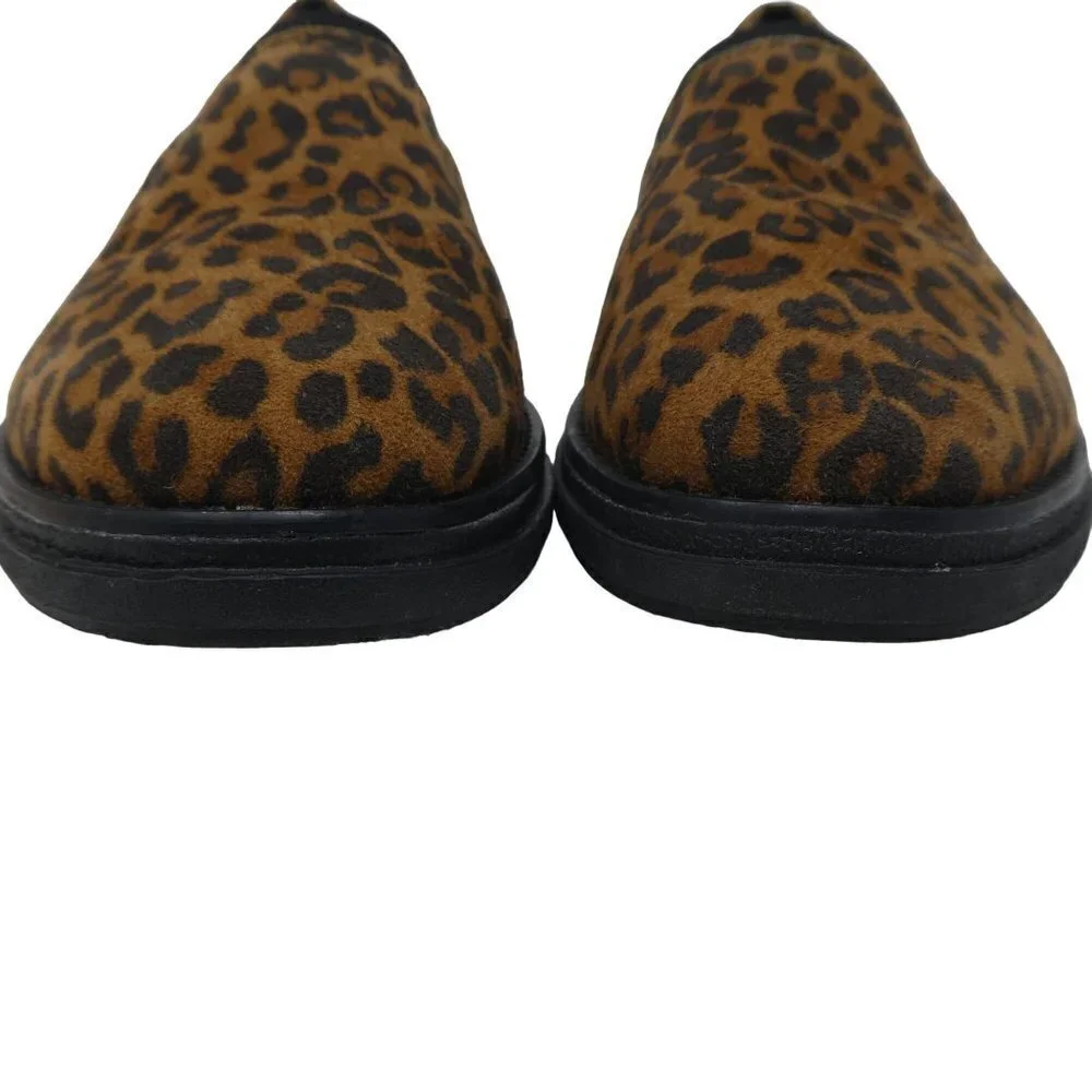Clarks Collection Sharon Dolly Leopard Print Suede Wedge Heel Shoes Womens 7